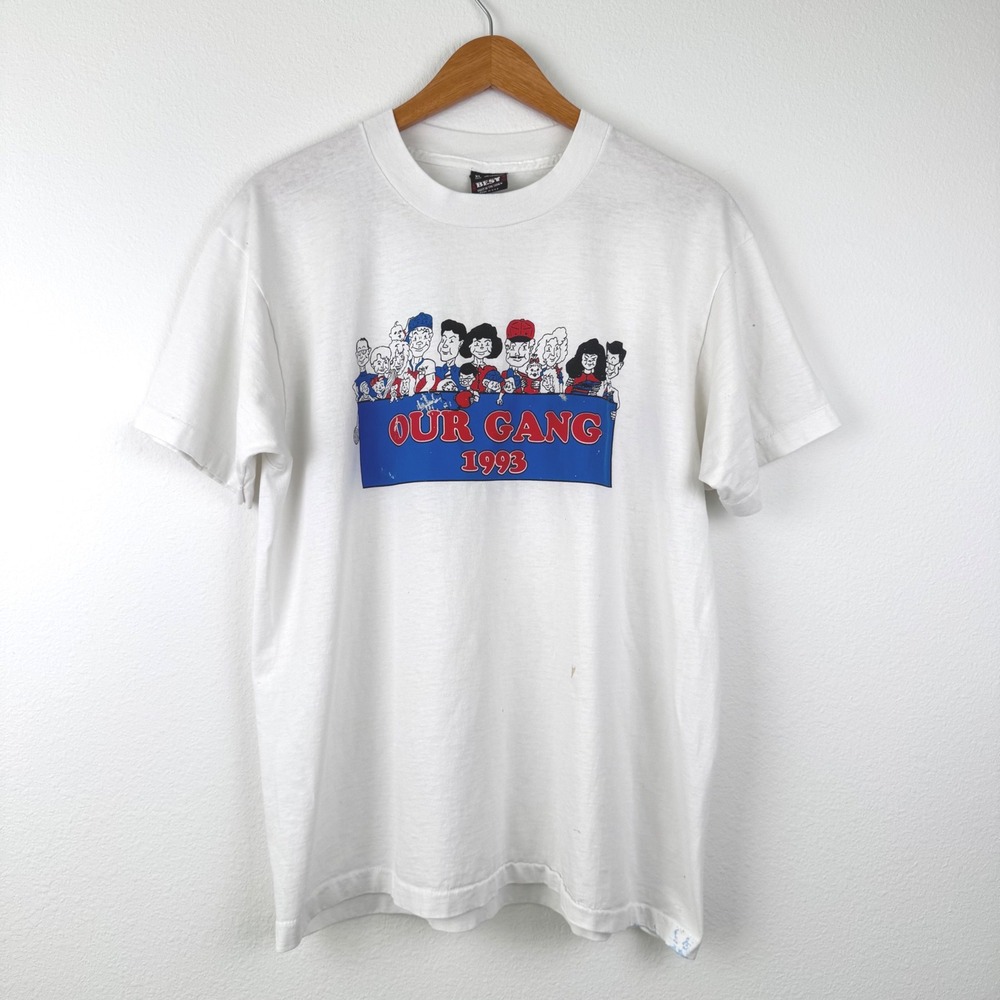 Fruit of the Loom T-Shirt Mens XL White Fair Vintage 1993 Our Gang Graphic 90s